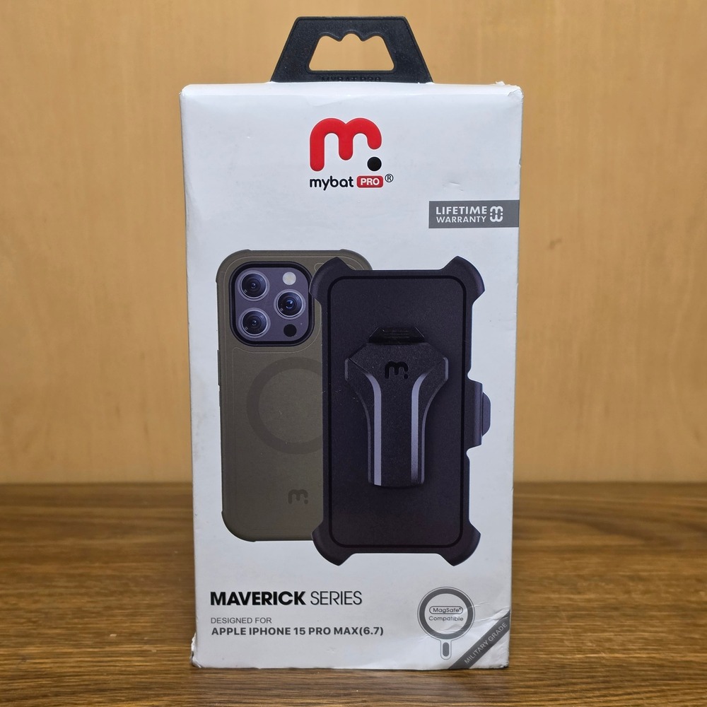 MyBat Pro Maverick MagSafe Case Holster Tempered Glass iPhone 15 Pro Max 6.7 *